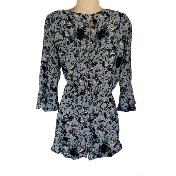 Free People Rain Blue Flutter Sleeve Romper Size XS - Picture 2 of 9
